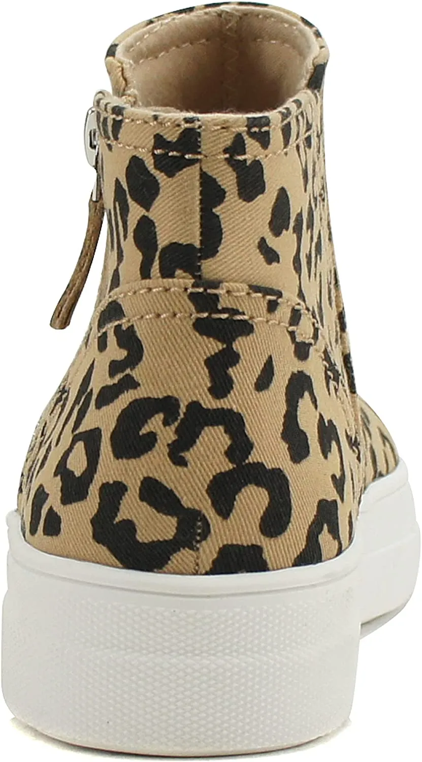 Soda Route Women High Top Fashion Sneaker Shoes with Padded Sole & Side Zipper (L-TAN Bobcat, Numeric_5_Point_5)