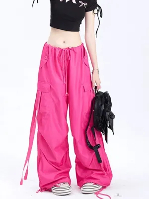 Solid Color Drawstring Hip Hop Casual Pants