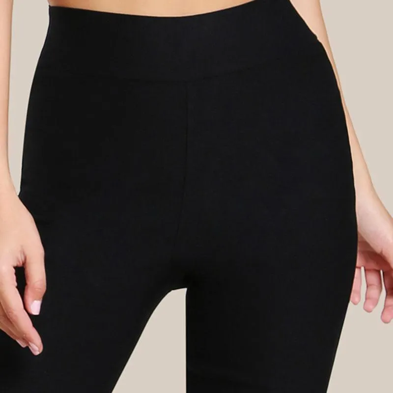 Solid Elastic Waist Pencil Pants