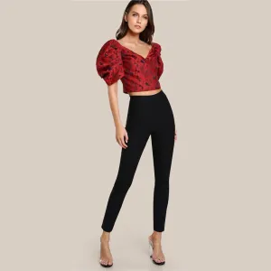 Solid Elastic Waist Pencil Pants