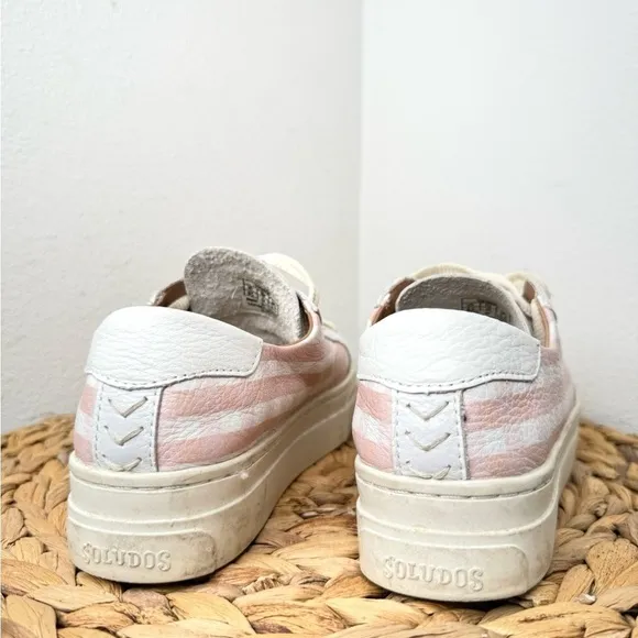 Soludos Ibiza Platform Sneaker In Check Mate Pink and White