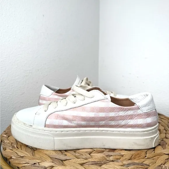 Soludos Ibiza Platform Sneaker In Check Mate Pink and White