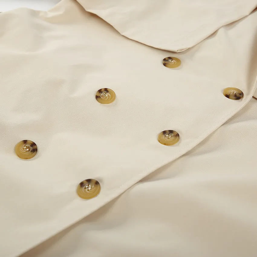 Splicing Lapel Lace-up Belt Windbreaker Coat