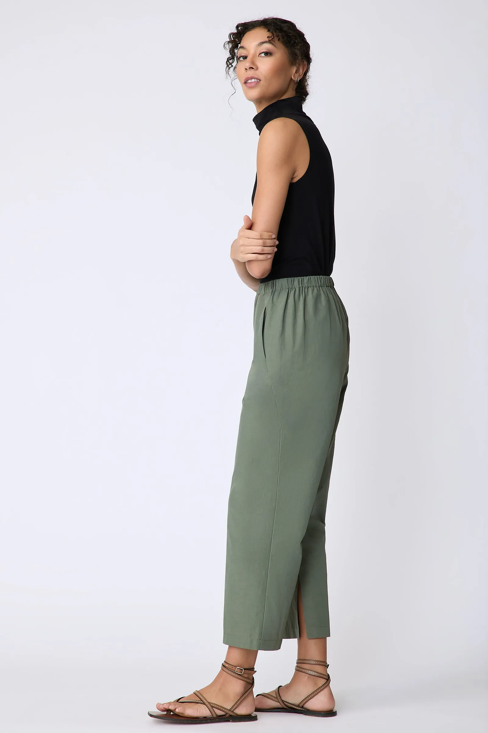 Split Hem Capri - Cactus Broadcloth