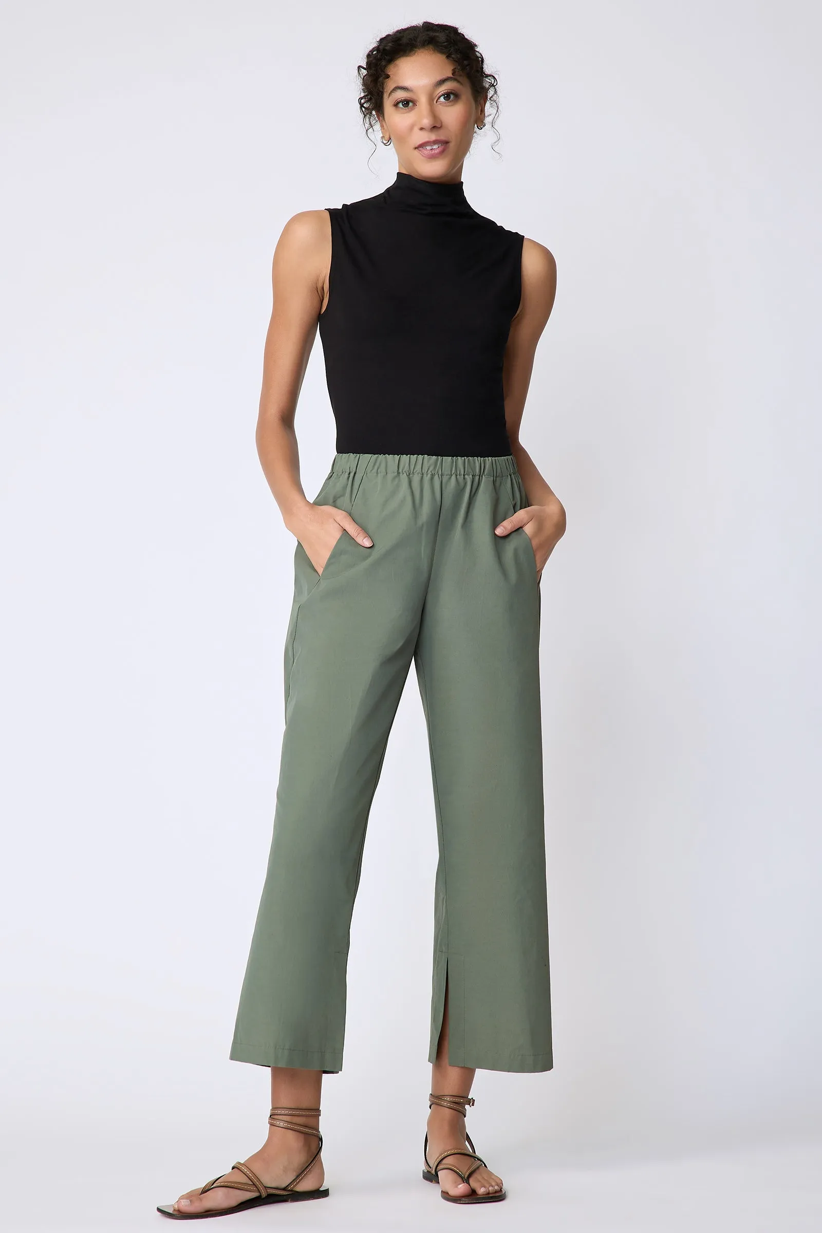 Split Hem Capri - Cactus Broadcloth