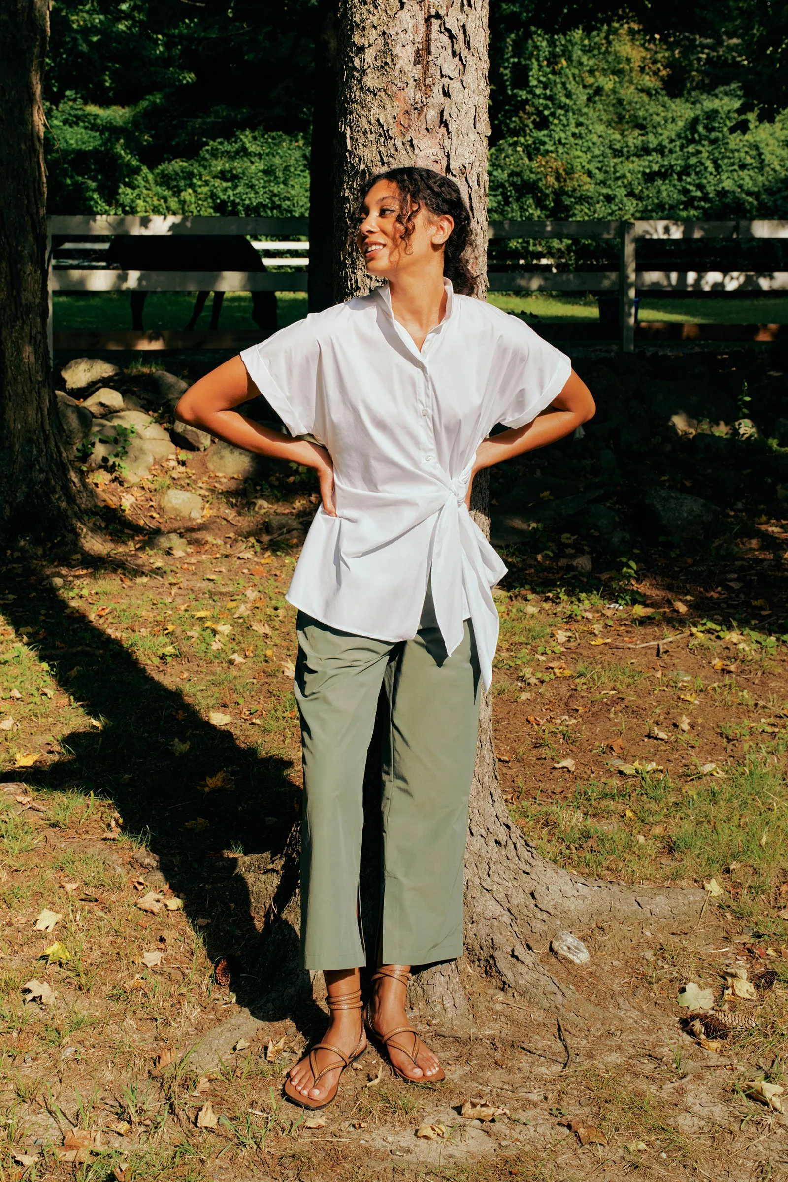 Split Hem Capri - Cactus Broadcloth