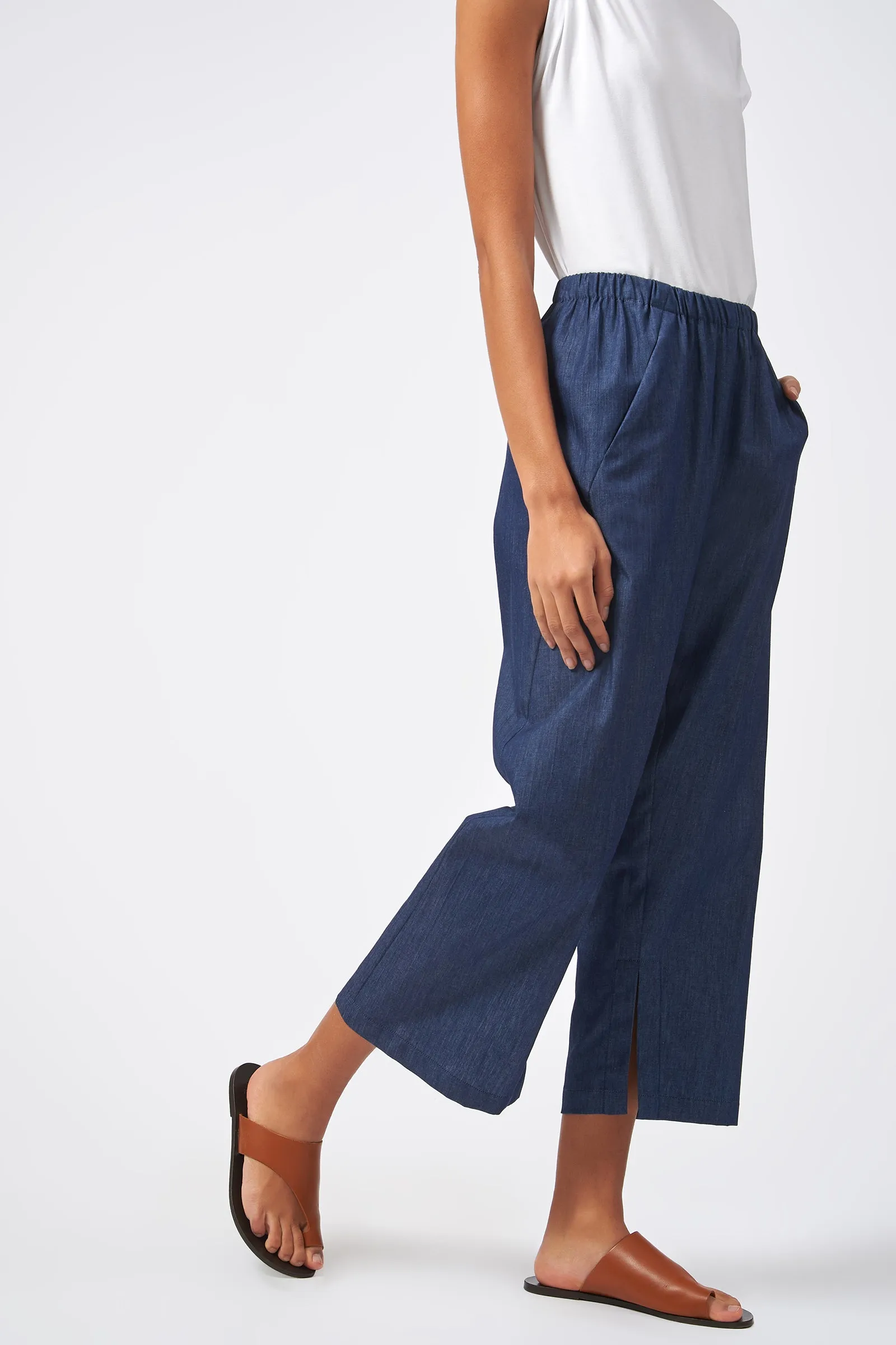 Split Hem Capri - Classic Indigo