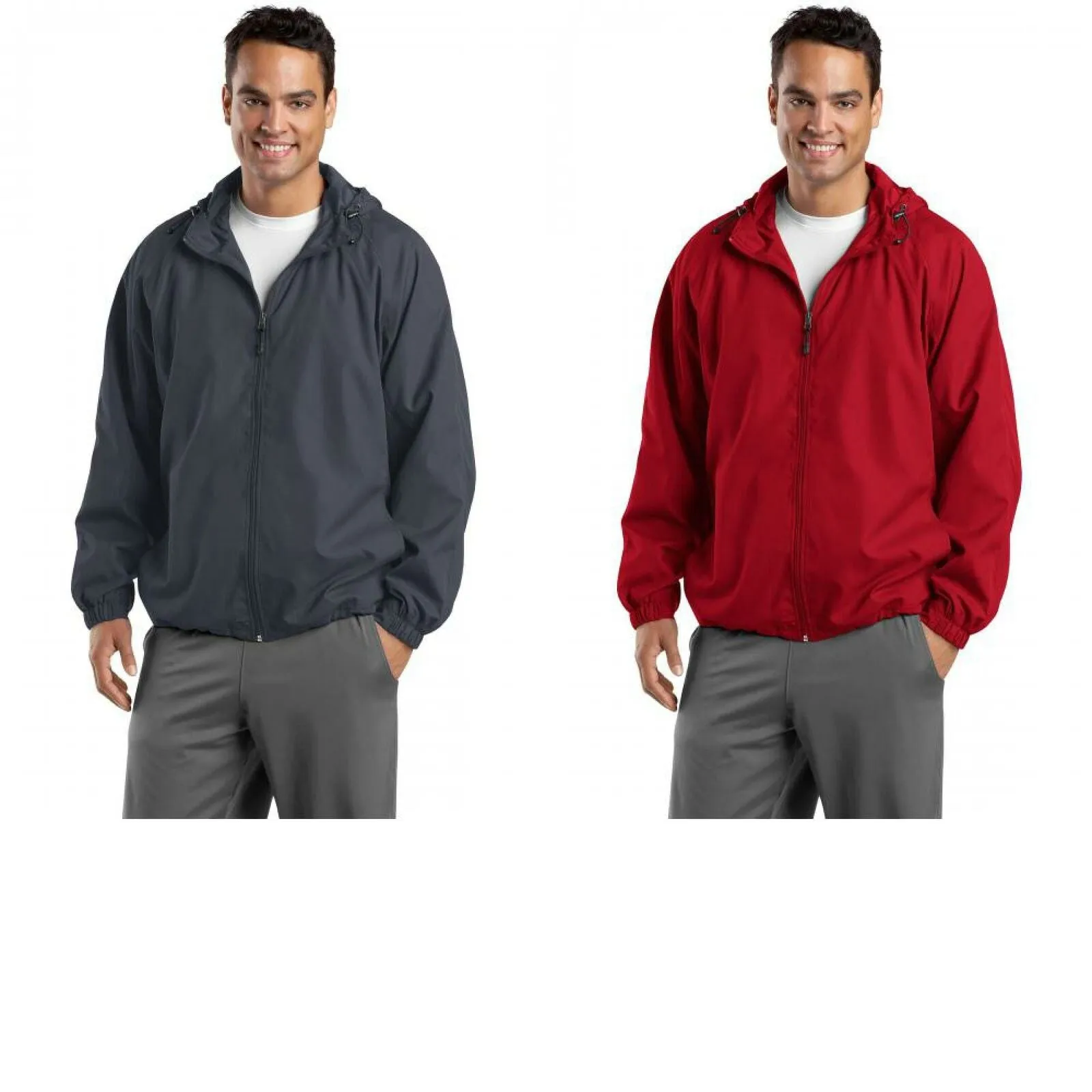 Sport-Tek Men's Tall Hooded Raglan Windbreaker Jacket. TJST73