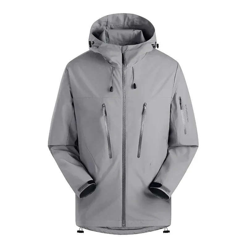 Spring Autumn Men's Windbreaker Fashion Outdoor Mountaineering Travel Windproof Waterproof Hooded Jacket Slim Fit Versatile Coat