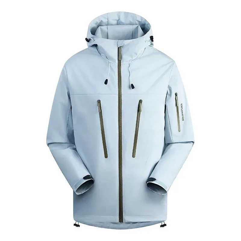 Spring Autumn Men's Windbreaker Fashion Outdoor Mountaineering Travel Windproof Waterproof Hooded Jacket Slim Fit Versatile Coat