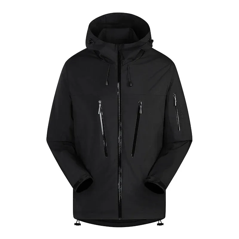 Spring Autumn Men's Windbreaker Fashion Outdoor Mountaineering Travel Windproof Waterproof Hooded Jacket Slim Fit Versatile Coat