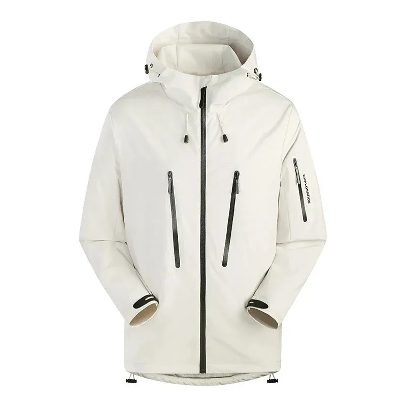 Spring Autumn Men's Windbreaker Fashion Outdoor Mountaineering Travel Windproof Waterproof Hooded Jacket Slim Fit Versatile Coat