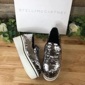Stella McCartney Binx Stars Flip Sequin Platform Sneaker 40