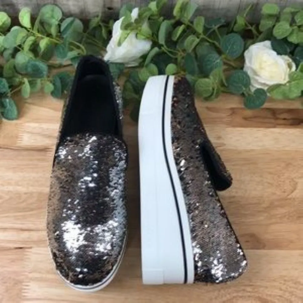 Stella McCartney Binx Stars Flip Sequin Platform Sneaker 40
