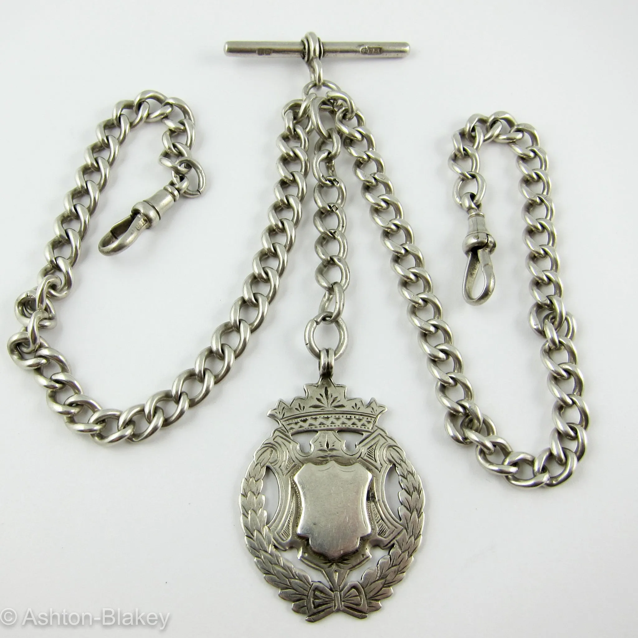 Sterling Silver antique double Albert Pocket Watch chain