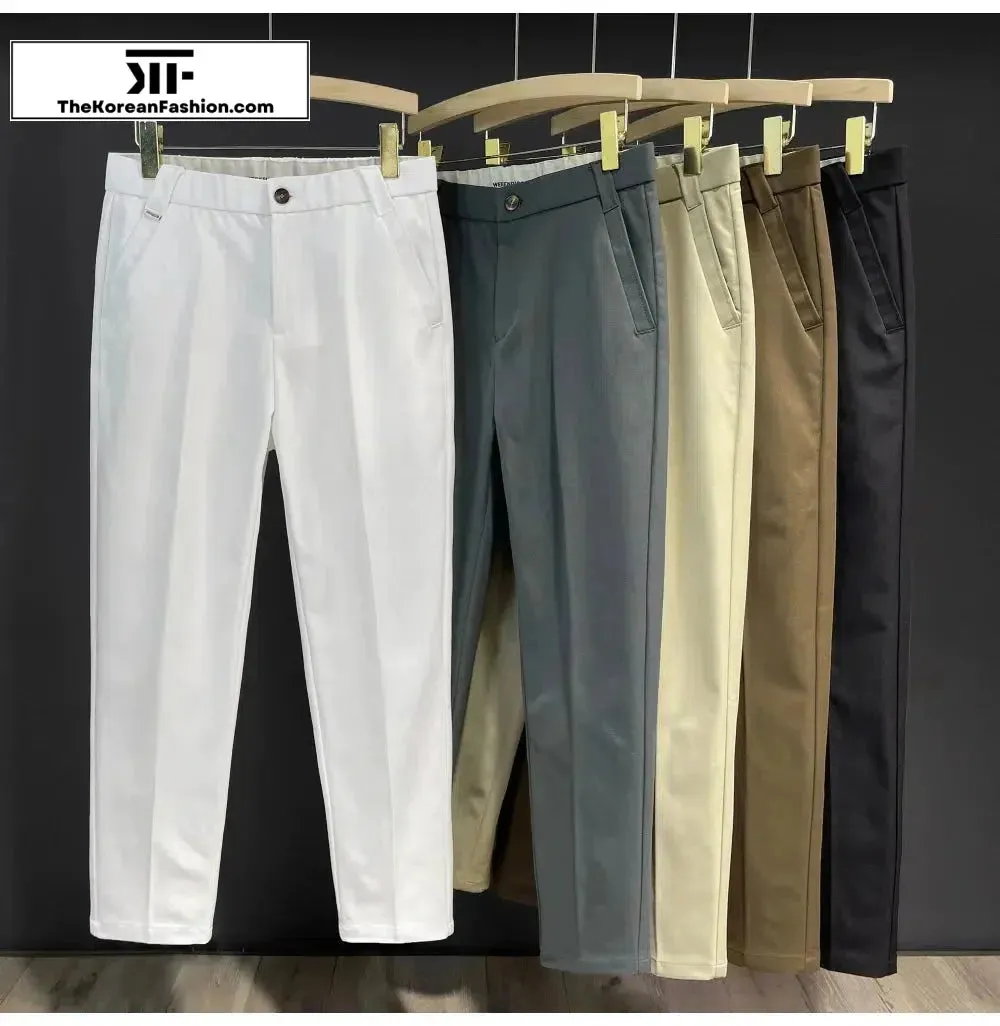 Straight Elastic Waist Casual Suit Pants