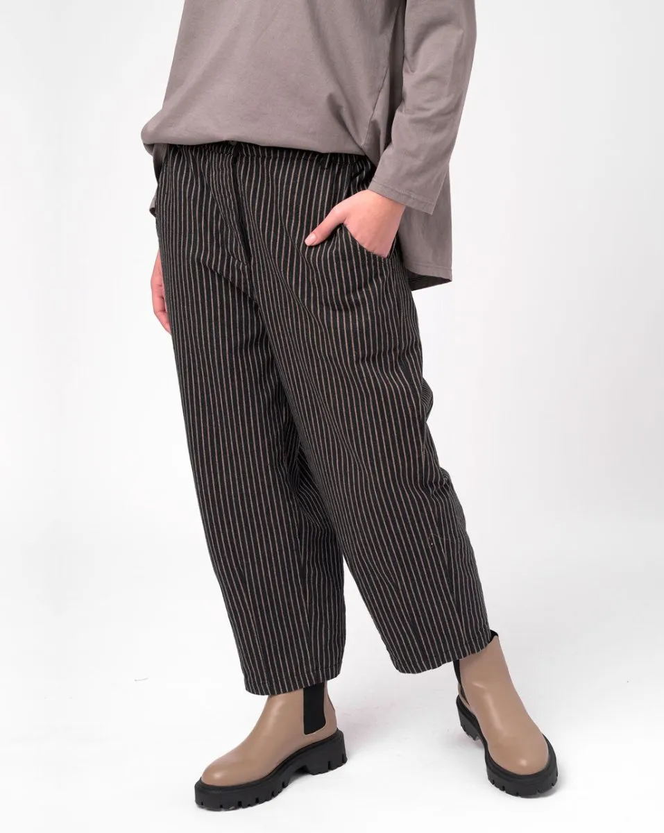 Striped Cotton Elastic Waist Pants