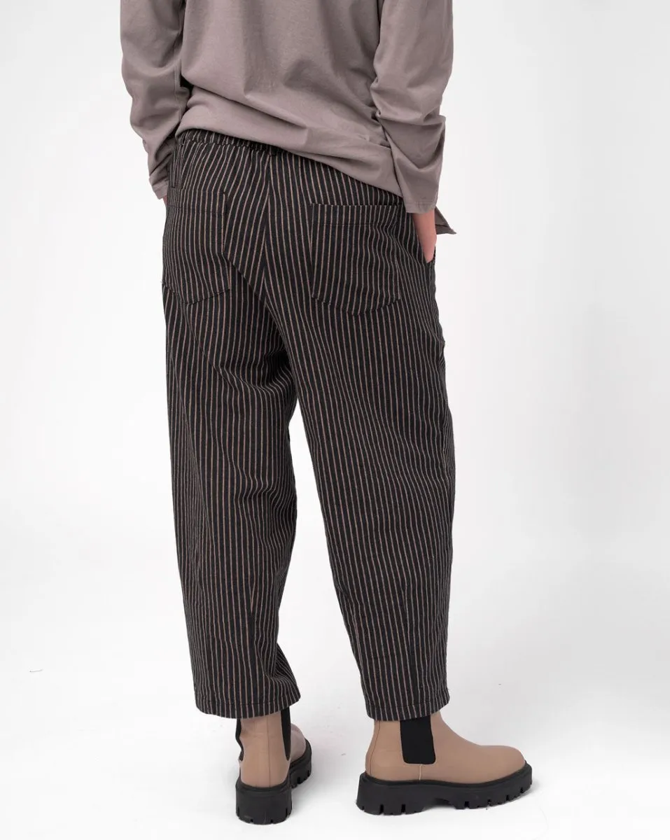 Striped Cotton Elastic Waist Pants