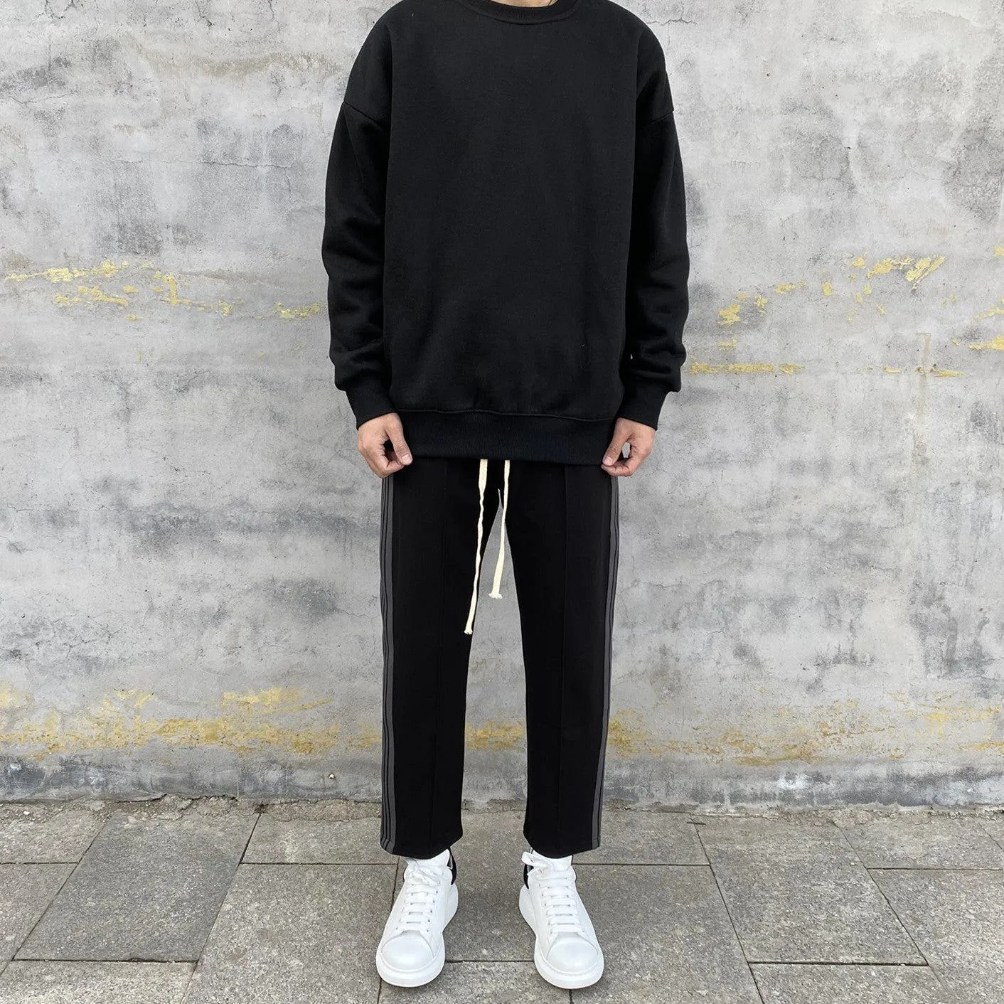Striped Elastic Drawstring Pants