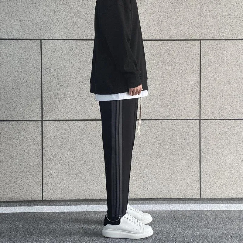 Striped Elastic Drawstring Pants