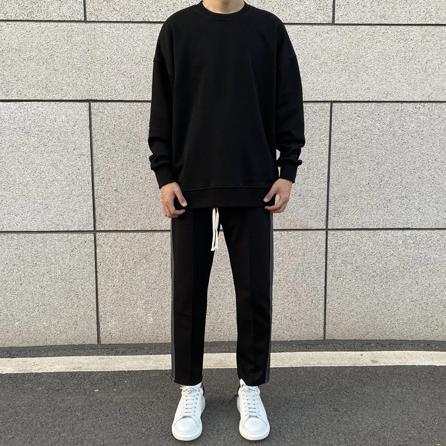 Striped Elastic Drawstring Pants
