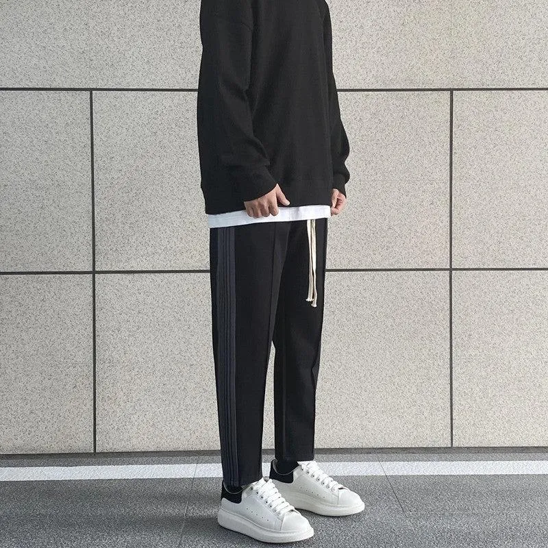Striped Elastic Drawstring Pants
