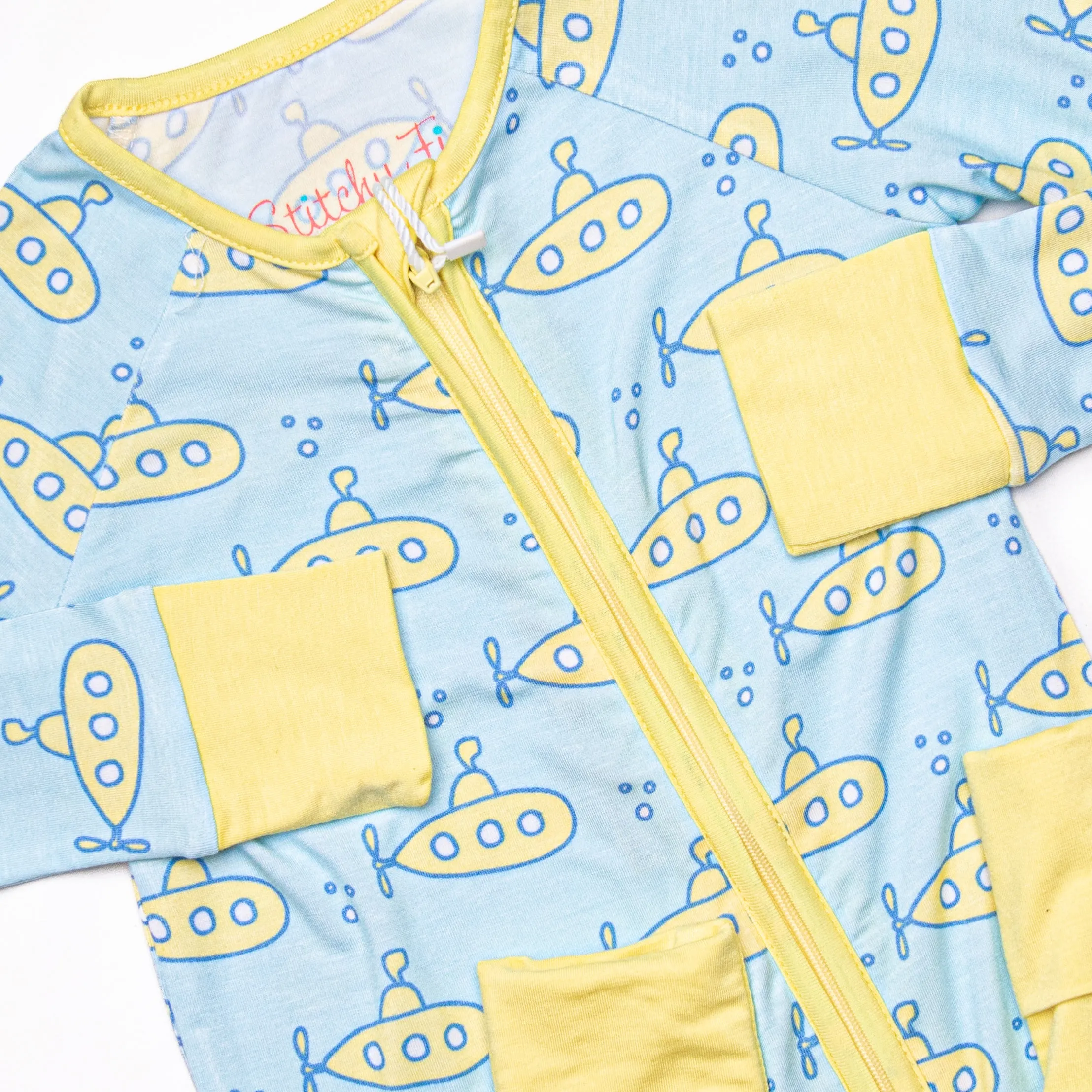 Submarine Sailor Bamboo Zippy Pajama, Blue