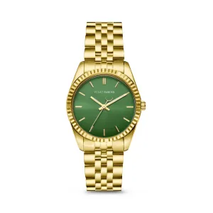 Sunrise round ladies watch gold coloured and green