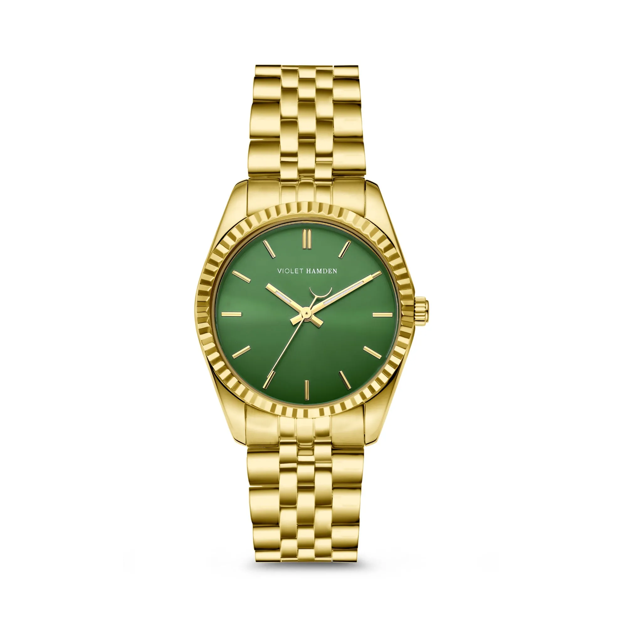 Sunrise round ladies watch gold coloured and green
