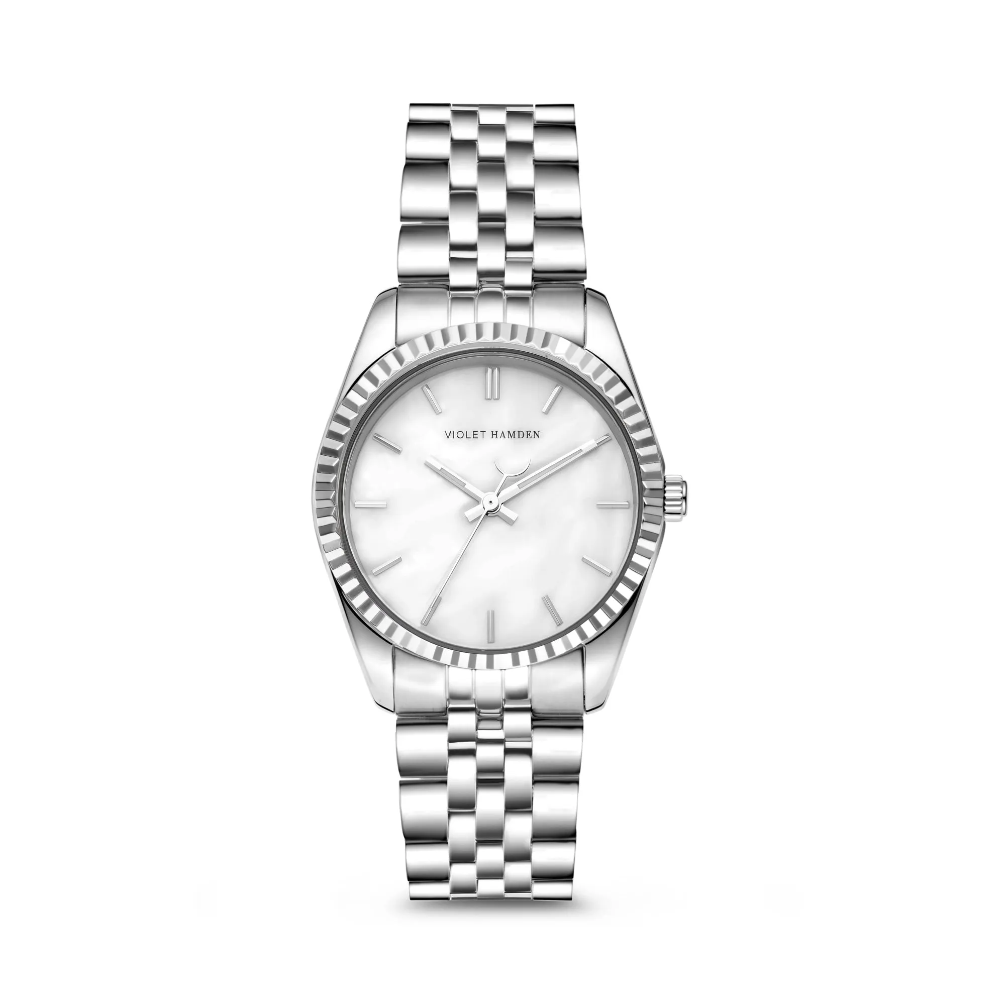 Sunrise round ladies watch silver coloured and mother of pearl