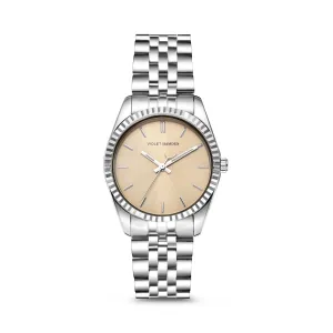 Sunrise round ladies watch silver coloured and taupe
