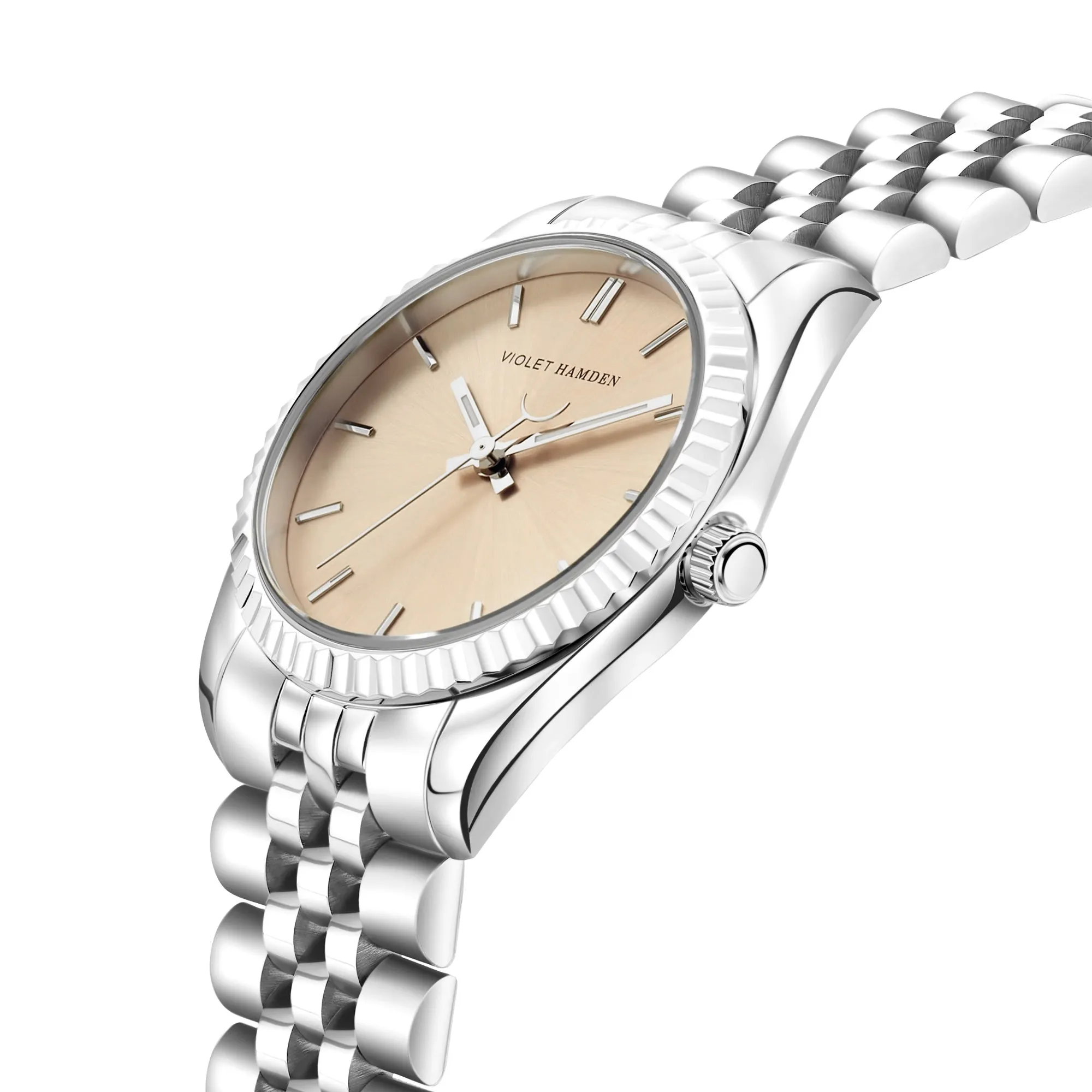 Sunrise round ladies watch silver coloured and taupe