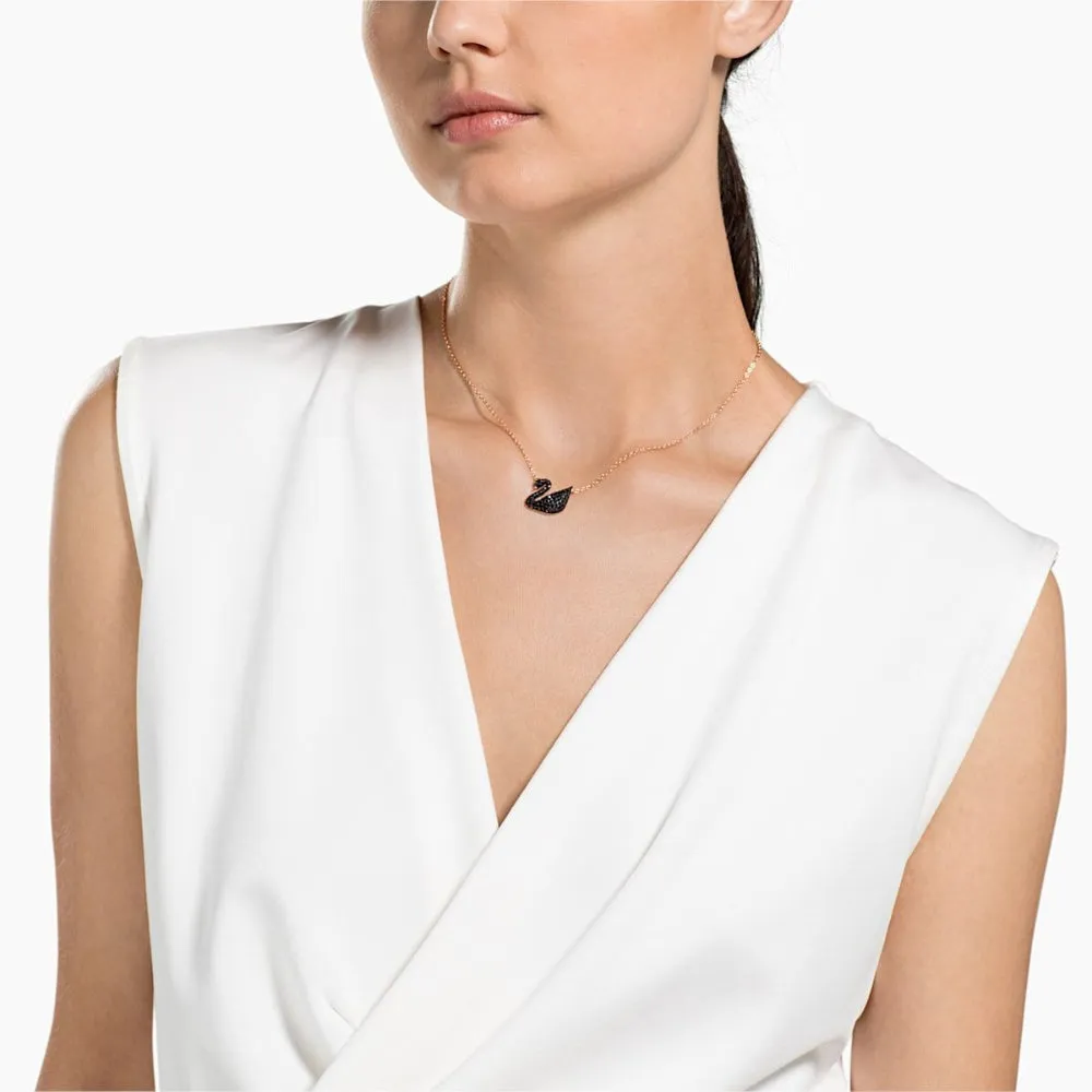 Swarovski,Iconic Swan Pendant, Black, Rose-Gold One Size