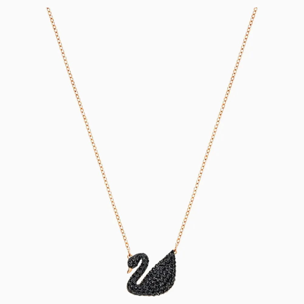 Swarovski,Iconic Swan Pendant, Black, Rose-Gold One Size