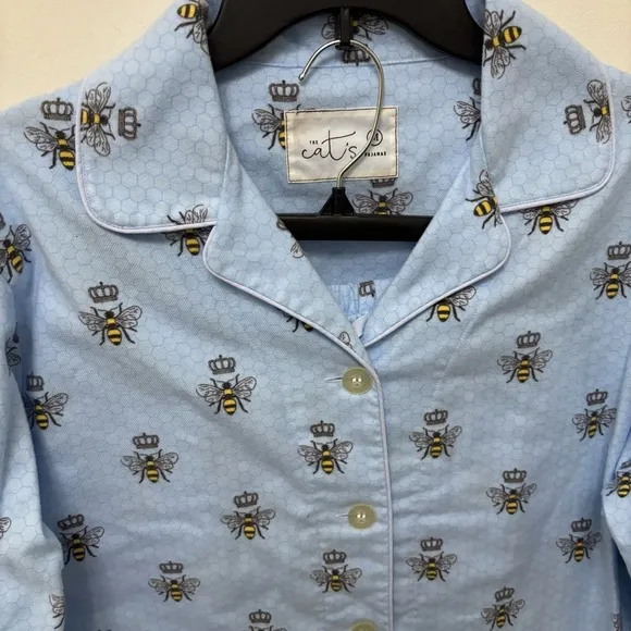 The Cat’s Pajama’s Queen Bee Luxe Pima Cotton Pajamas Set Women’s Medium Blue
