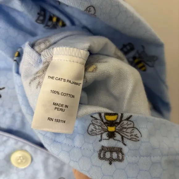 The Cat’s Pajama’s Queen Bee Luxe Pima Cotton Pajamas Set Women’s Medium Blue