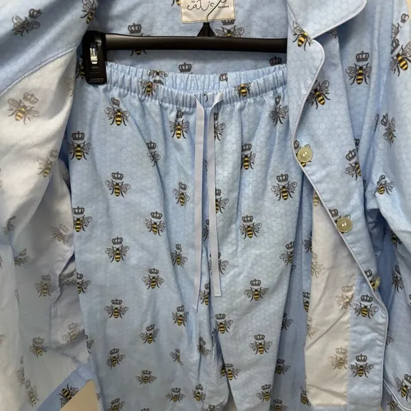 The Cat’s Pajama’s Queen Bee Luxe Pima Cotton Pajamas Set Women’s Medium Blue
