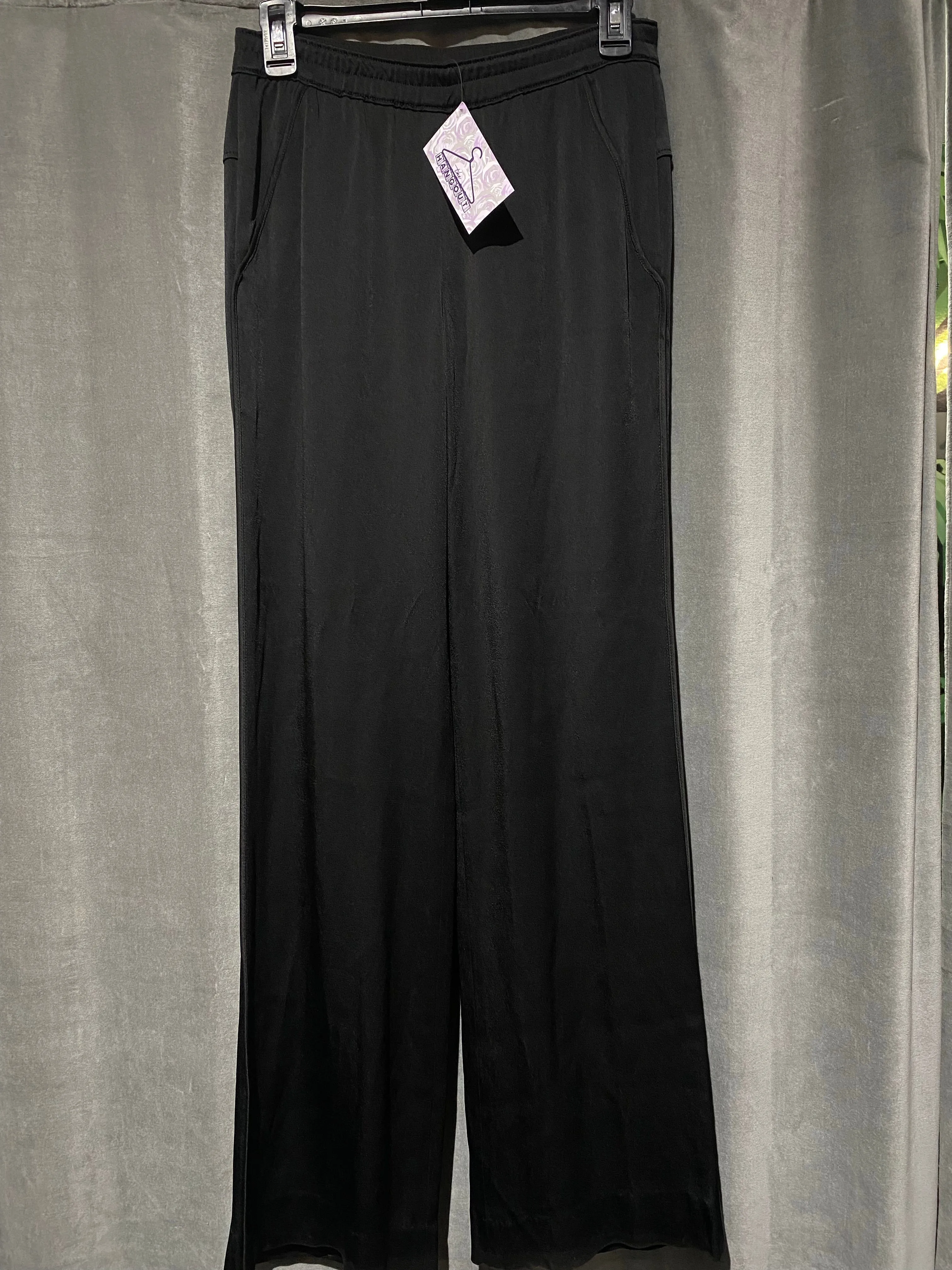 Theory Black Elastic Waist Wide Leg Pants