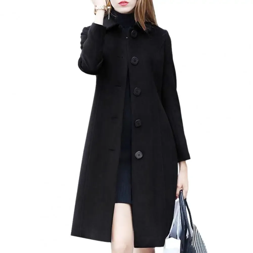 Thermal Winter Overcoat Women Business Mid-calf Length Jacket Formal Wool Blends Double-breasted Coat Thick