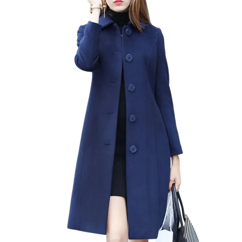 Thermal Winter Overcoat Women Business Mid-calf Length Jacket Formal Wool Blends Double-breasted Coat Thick