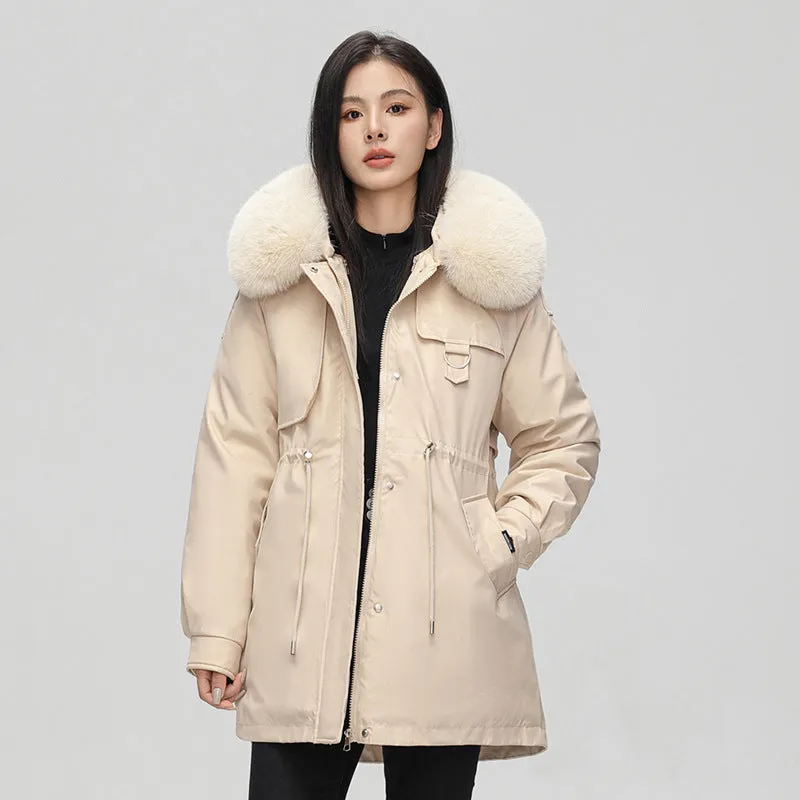 Thickened Hooded Parka that Offers Stain-Resistant Protection