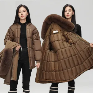 Thickened Hooded Parka that Offers Stain-Resistant Protection
