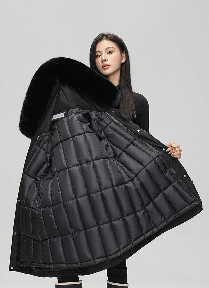 Thickened Hooded Parka that Offers Stain-Resistant Protection