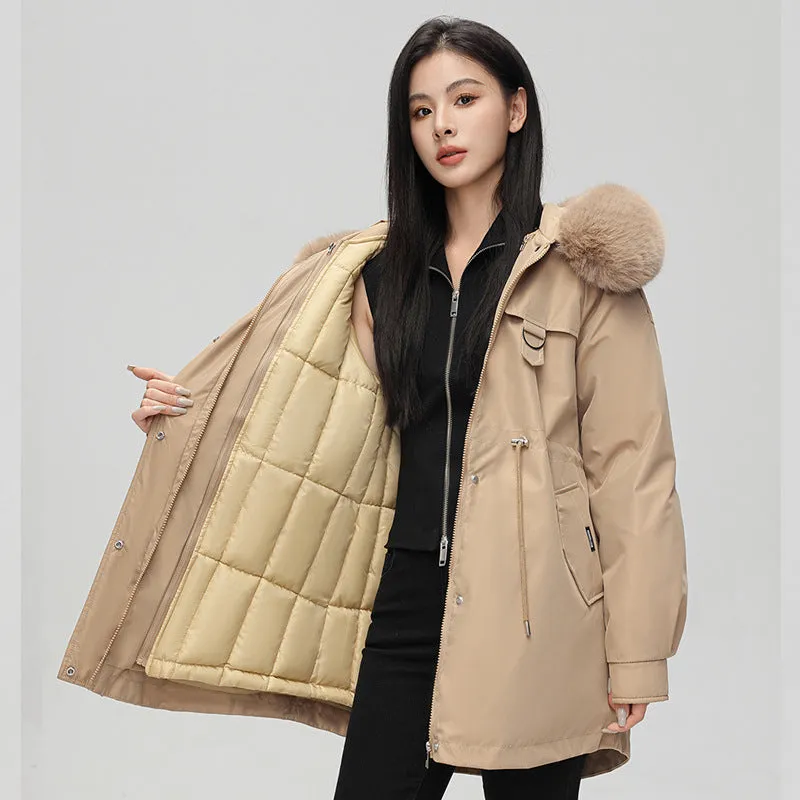 Thickened Hooded Parka that Offers Stain-Resistant Protection