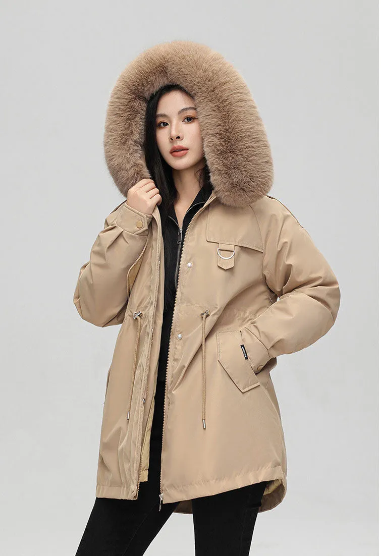 Thickened Hooded Parka that Offers Stain-Resistant Protection