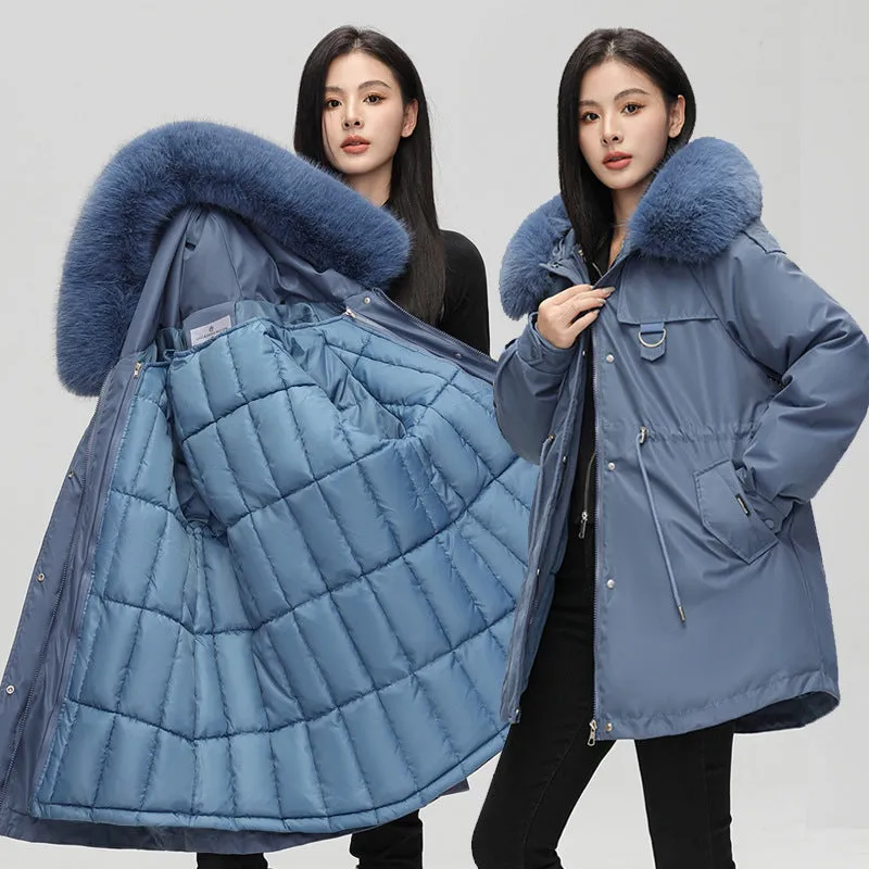 Thickened Hooded Parka that Offers Stain-Resistant Protection