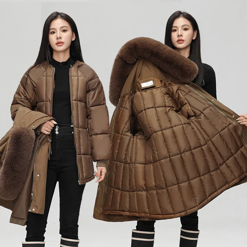 Thickened Hooded Parka that Offers Stain-Resistant Protection