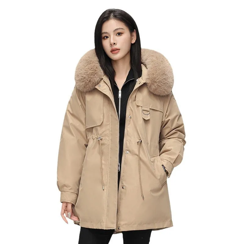 Thickened Hooded Parka that Offers Stain-Resistant Protection