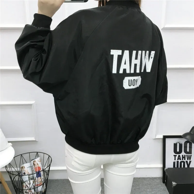 Thin Girl Windbreaker Outwear Bomber Jackets