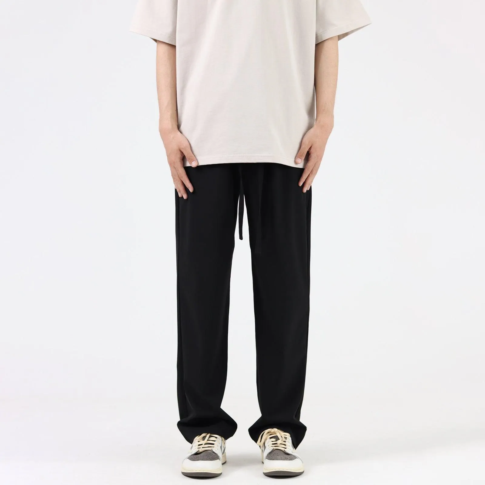 Thin Ice Silk Straight Drawstring Pants